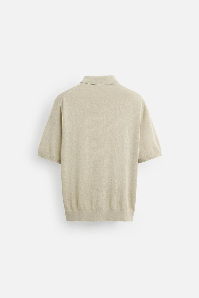 KNIT SILK LINEN POLO SHIRT