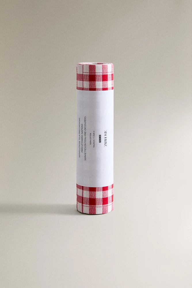 LOT ROULEAU SERVIETTES DE TABLE COTON VICHY (LOT DE 20)