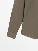 Cotton blend regular fit twill shirt