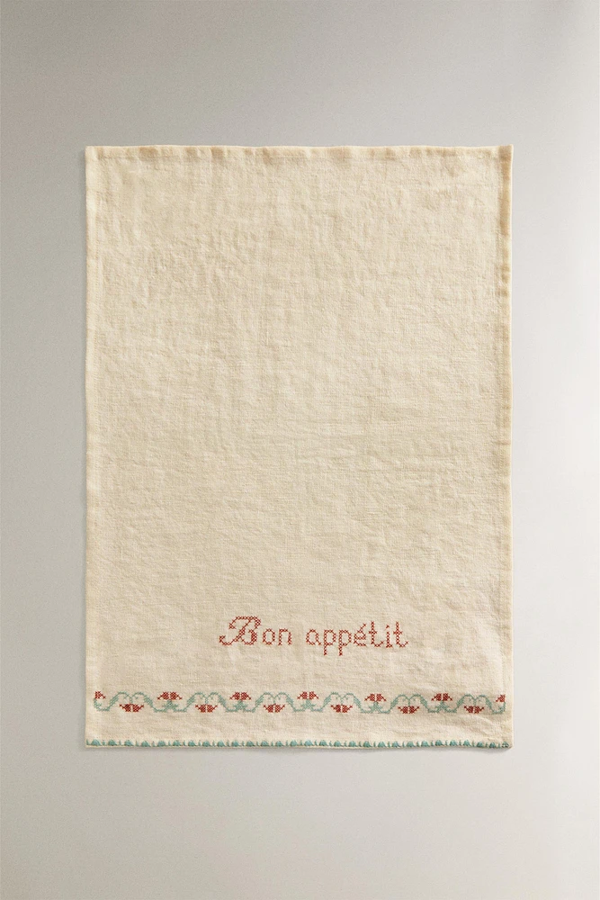 TORCHON DE CUISINE LIN TEXTE FRANÇAIS