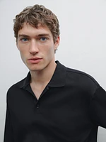 Knit cotton polo sweater
