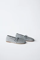 CROCHET BALLET FLATS WITH LACES AND BOW