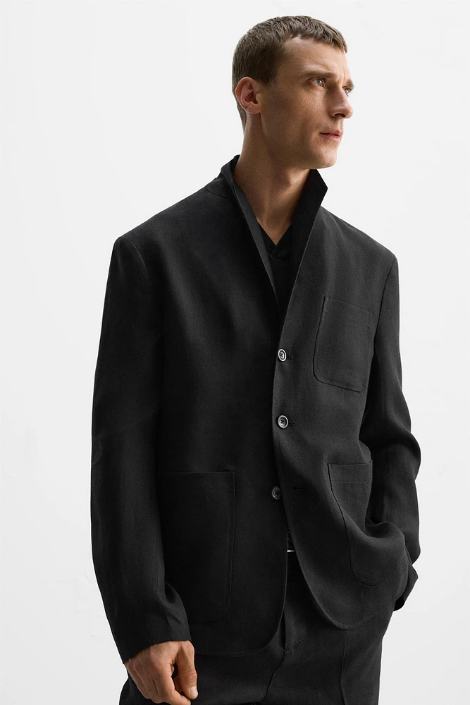 BLAZER RELAXED FIT COSTUME 100 % LIN ÉDITION LIMITÉE