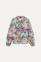 FLORAL PRINT TIE SHIRT