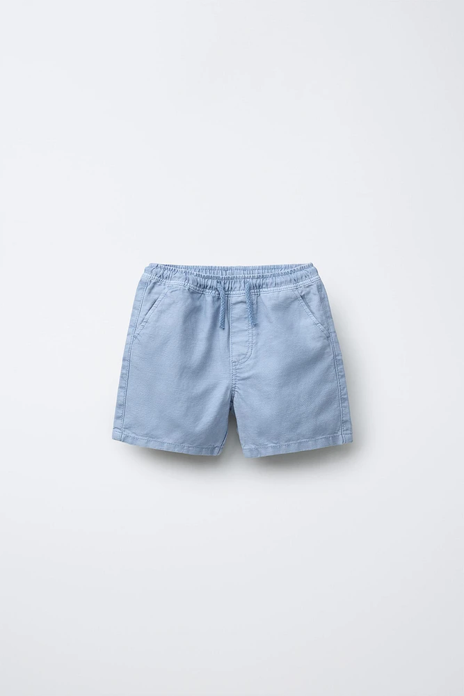 LINEN AND COTTON BERMUDA SHORTS
