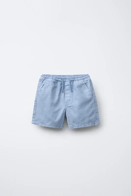 LINEN AND COTTON BERMUDA SHORTS