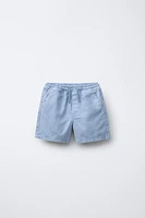 LINEN AND COTTON BERMUDA SHORTS