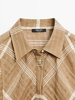 Chemise à carreaux fluide en lin mélangé