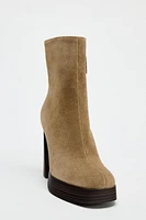 SPLIT LEATHER PLATFORM HEELED ANKLE BOOTS