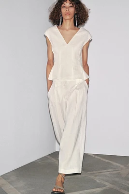 100% LINEN PLEATED PANTS ZW COLLECTION