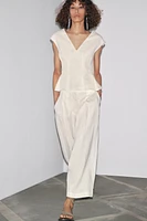 100% LINEN PLEATED PANTS ZW COLLECTION