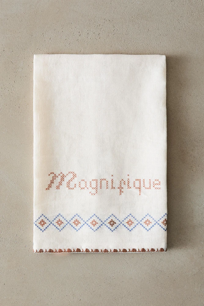 LINEN KITCHEN TOWEL WITH FRENCH TEXT