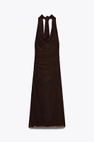 ROBE TULLE HALTER DRAPÉE