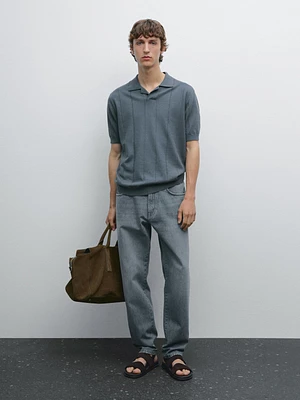 Polo en maille à rayures lin