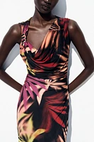 APPLIQUÉ PRINT MIDI DRESS