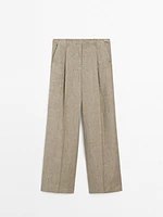 Pantalon à pinces en lin mélang
