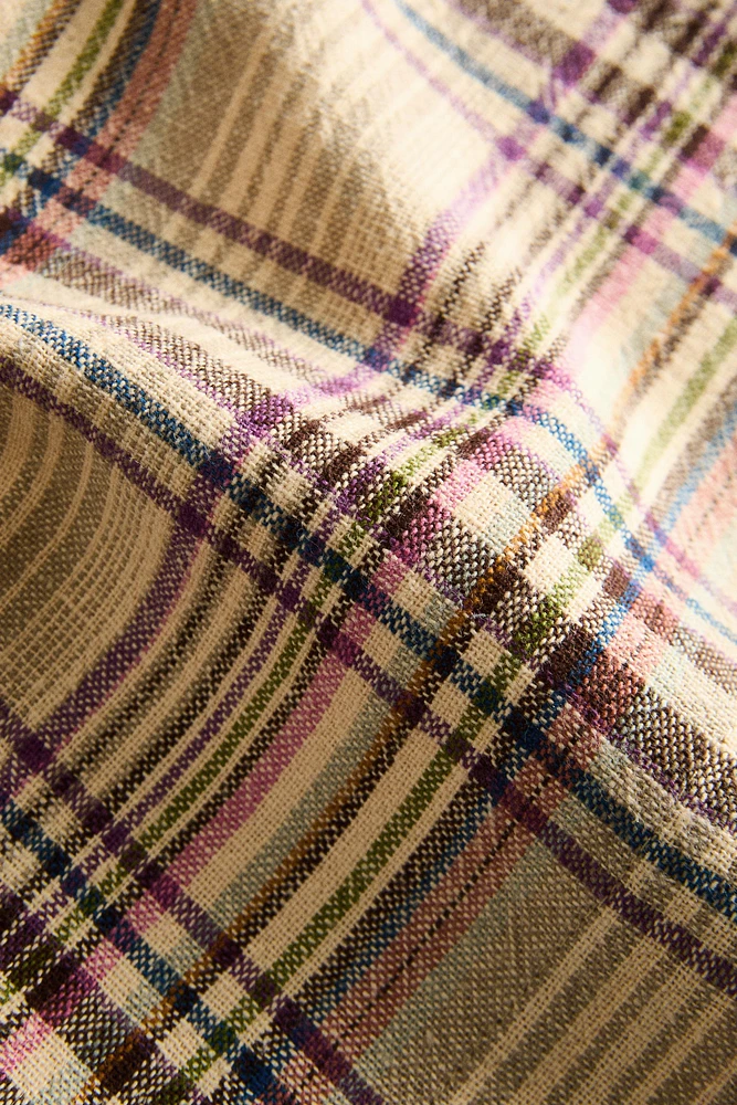 CHECKED COTTON LINEN TABLECLOTH