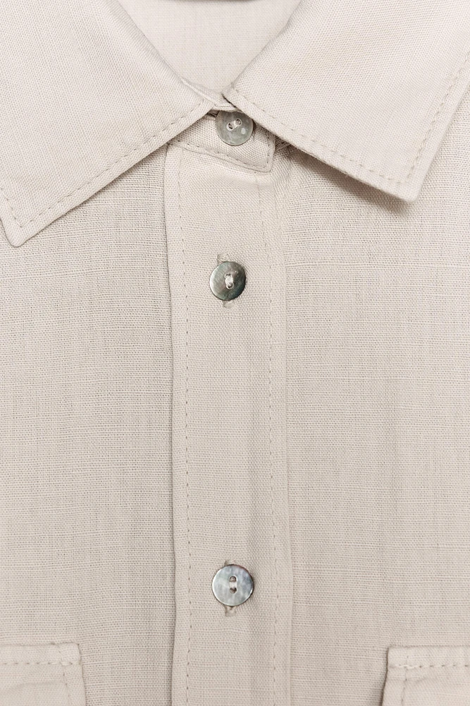LINEN BLEND POCKET SHIRT ZW COLLECTION