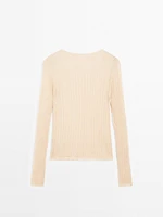 Long sleeve T-shirt with openwork fabric