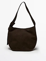 Split suede leather handbag