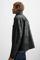 FAUX LEATHER WASHED JACKET