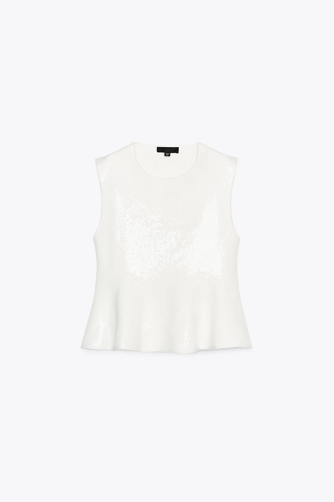 TOP EN MAILLE À SEQUINS PÉPLUM