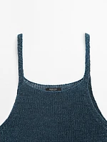 Top en maille à encolure américaine