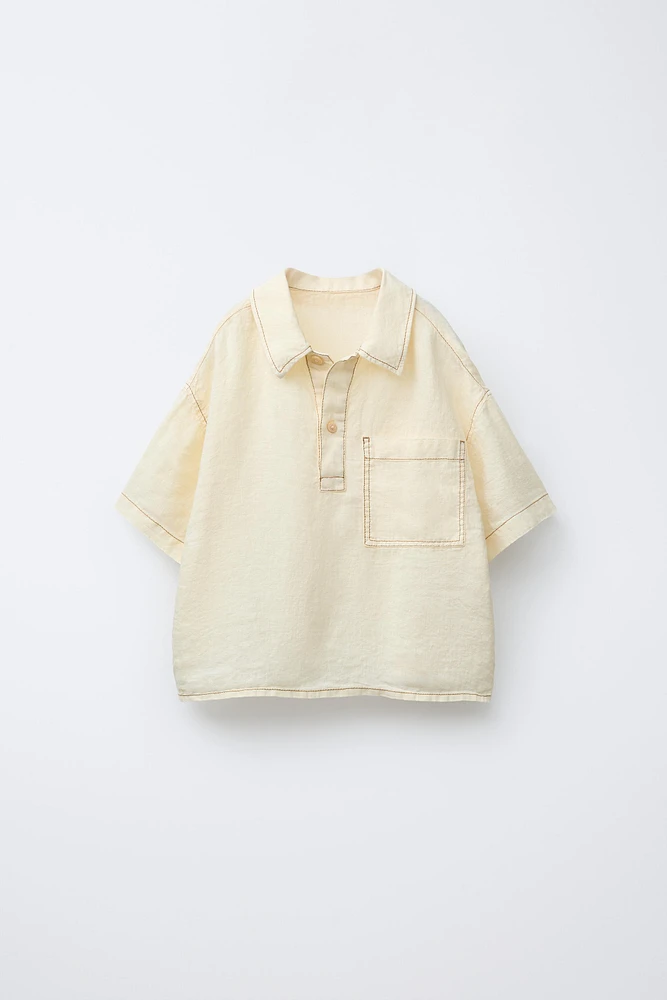 100% LINEN CONTRAST SHIRT