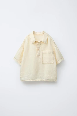 100% LINEN CONTRAST SHIRT