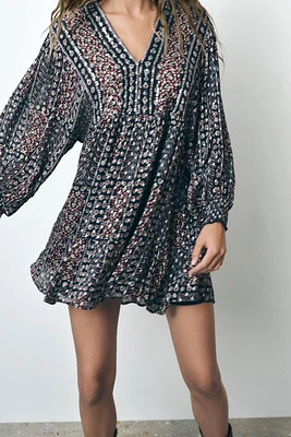 METALLIC THREAD PRINTED DRESS