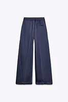 SATIN EFFECT WIDE LEG PANTS