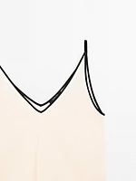 Cotton blend strappy camisole top