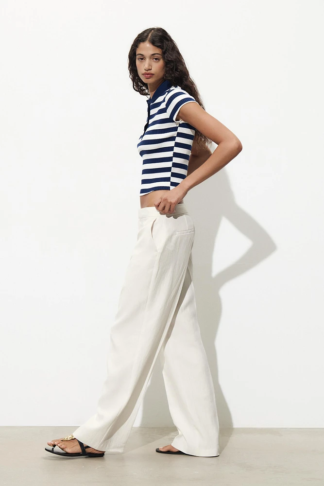 STRIPED RIBBED POLO SHIRT