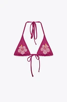 FLORAL BEADED BIKINI TOP