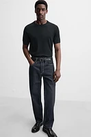 STRAIGHT FIT TOPSTITCHED JEANS