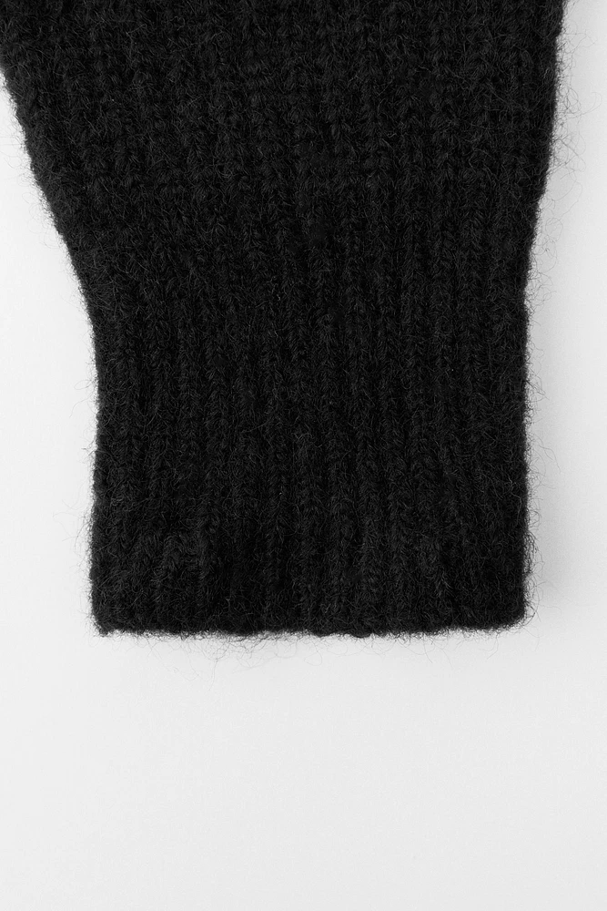 SHORT FINGERLESS RIBBED GLOVES