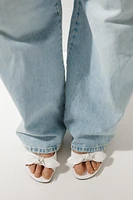 LEATHER BOW HEELED SANDALS
