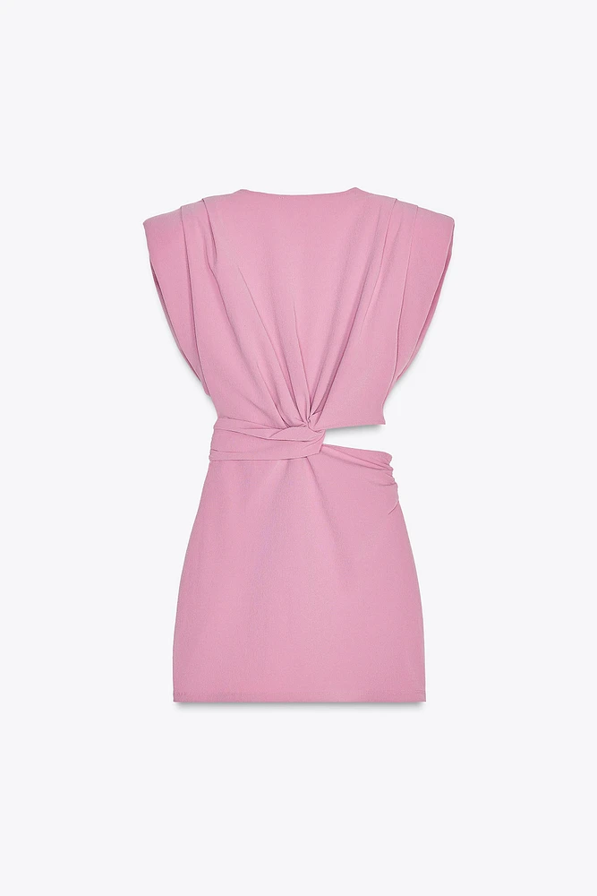 CUT OUT SHOULDER PAD DRESS