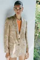 PRINTED BLAZER WITH SHOULDER PADS