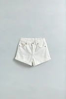 EMBROIDERED FLOWER DENIM SHORTS