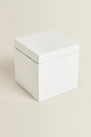 WHITE EARTHENWARE BATHROOM STORAGE JAR