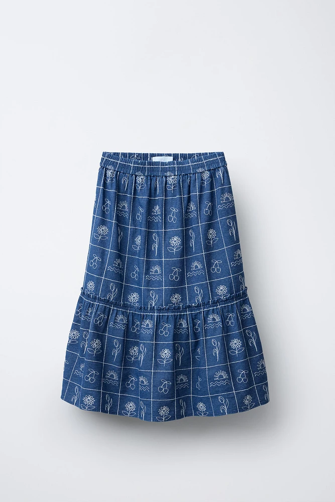 EMBROIDERED MIDI SKIRT