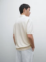 Short sleeve cotton knit polo shirt