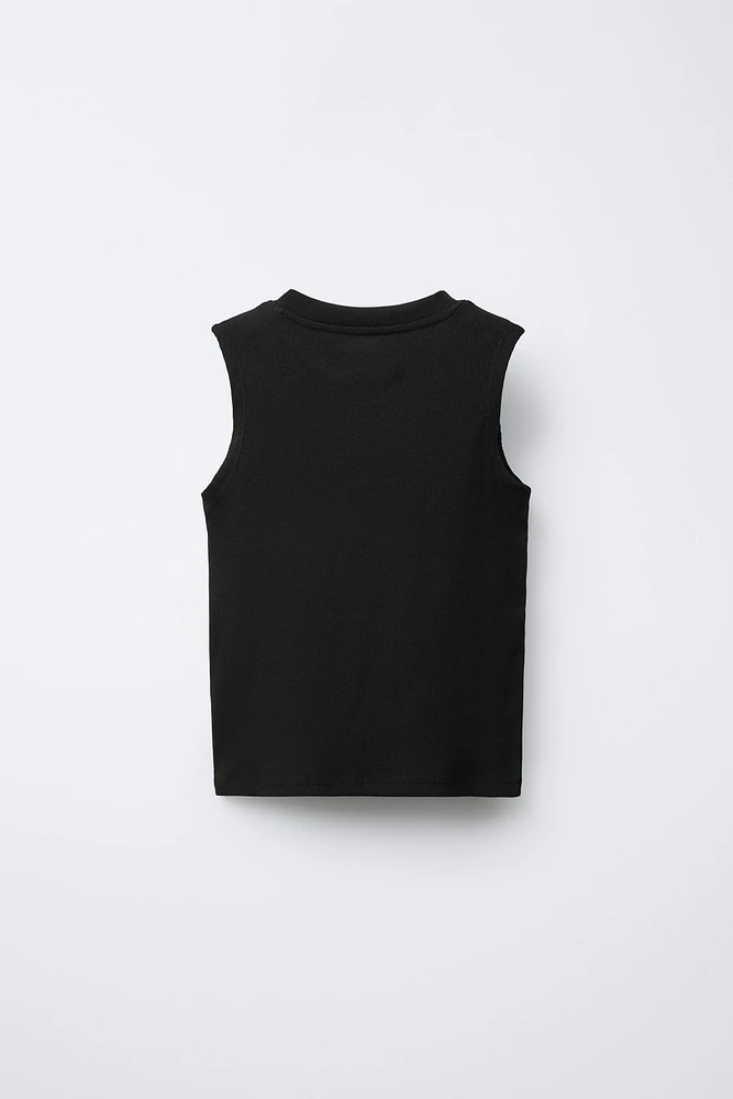 SLEEVELESS RIBBED T-SHIRT