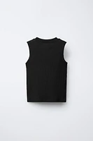 SLEEVELESS RIBBED T-SHIRT