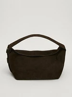 Split suede leather shoulder bag