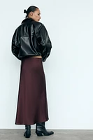 SATIN EFFECT MIDI SKIRT