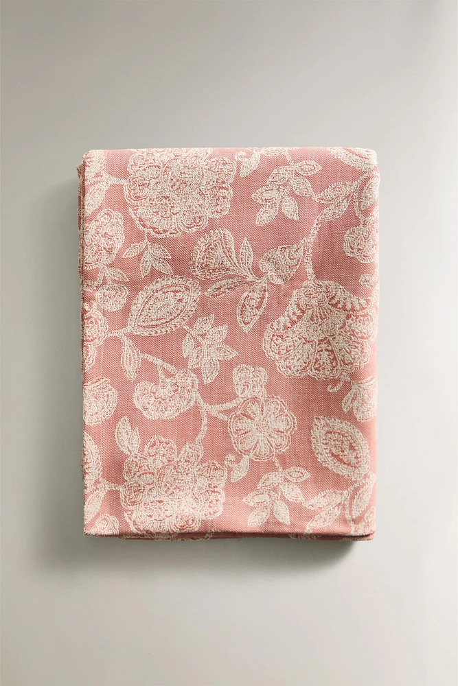 NAPPE COTON LIN JACQUARD FLEURS