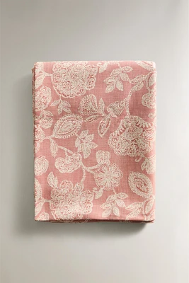NAPPE COTON LIN JACQUARD FLEURS