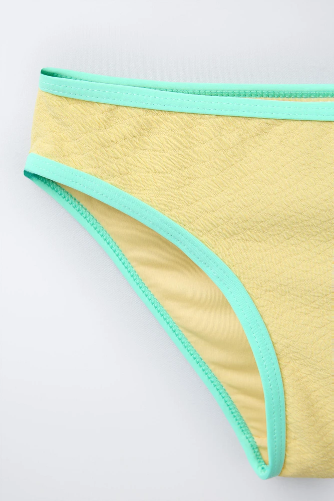 6-14 ANS/ MAILLOT DE BAIN DEUX PIÈCES À LISERÉS CONTRASTÉS